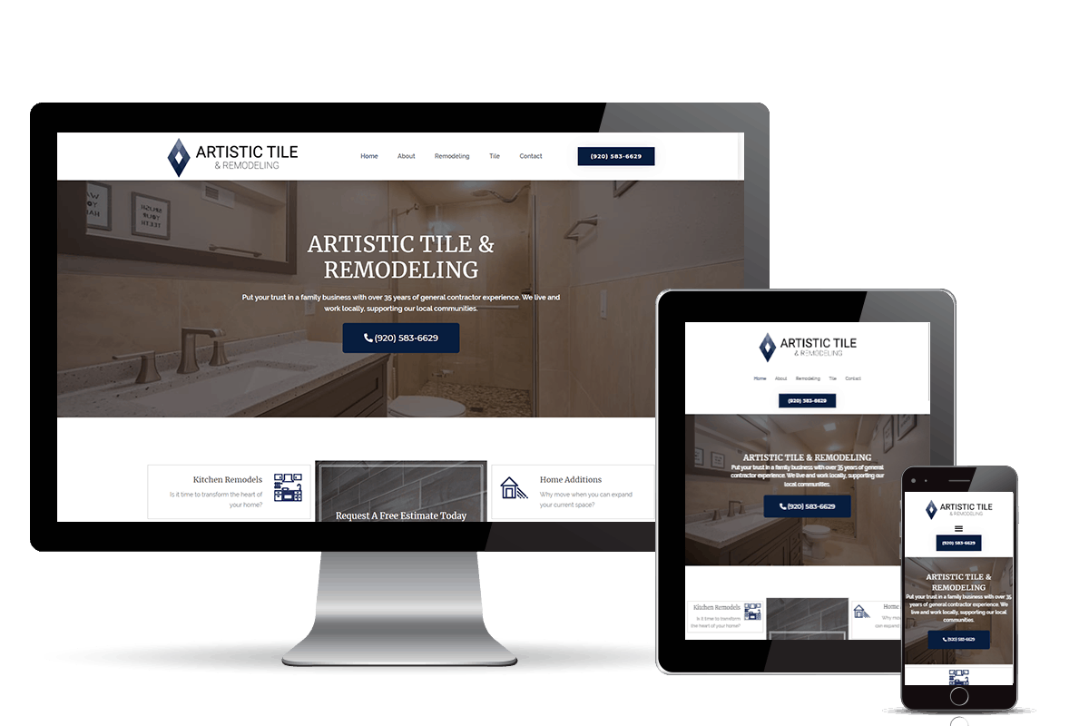 artistic tile and remodeling banner home page